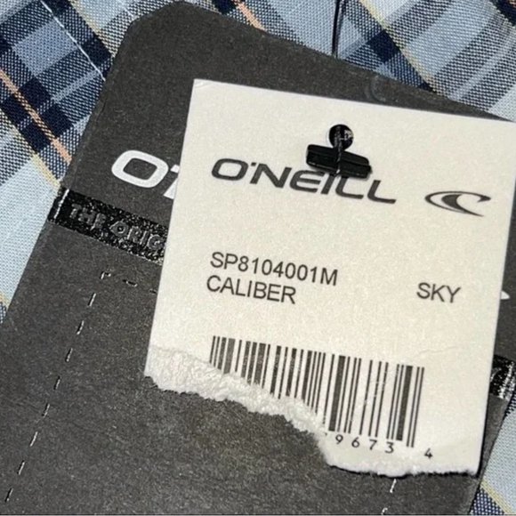 O'Neill NWT Men's Standard Fit w/ Stretch Blue Plaid Button Up Shirt Size Medium - Picture 5 of 6